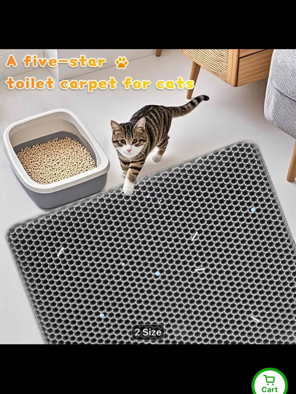 Gray Cat Litter Mat set of two